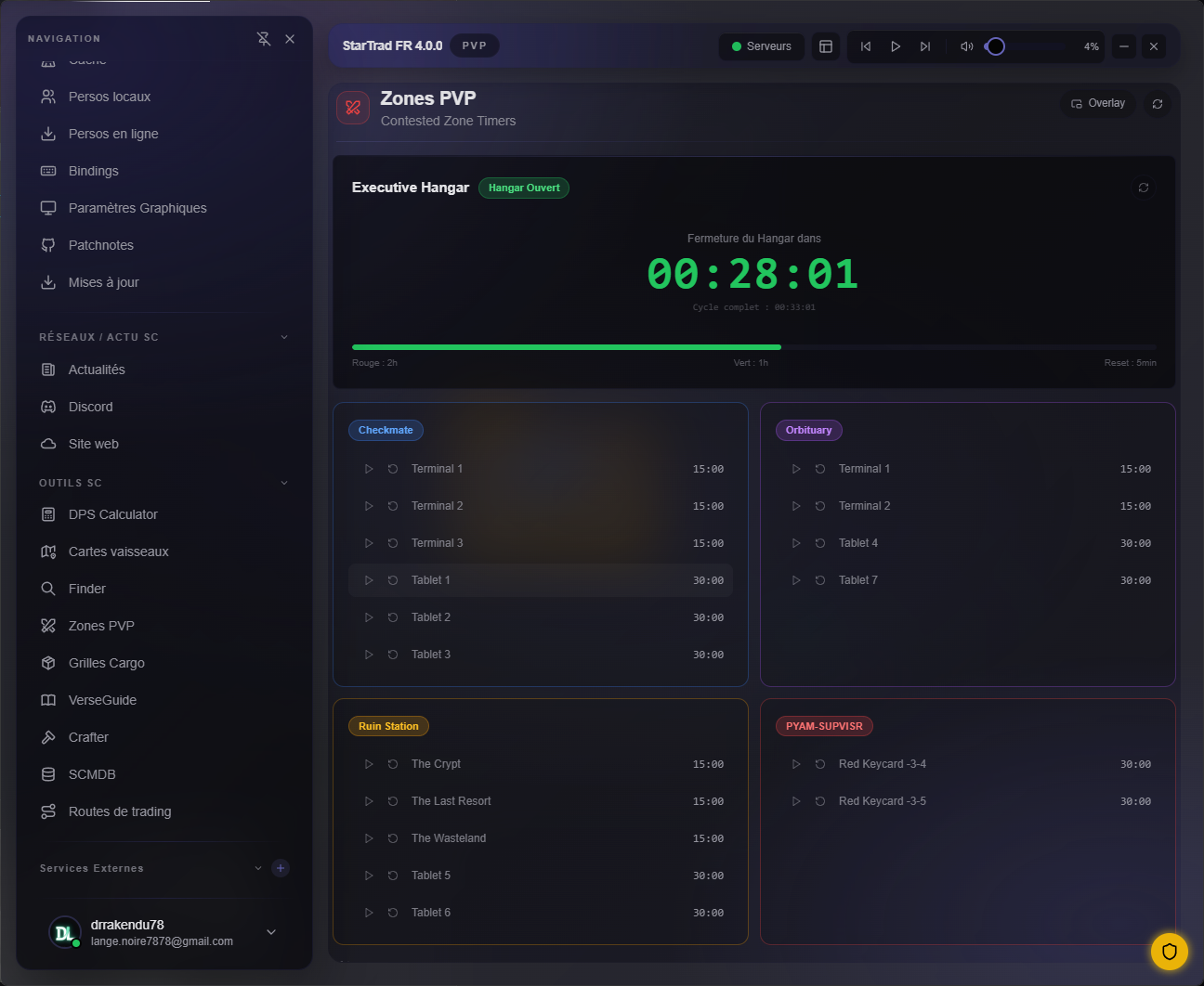 Carte des zones PvP de Star Citizen